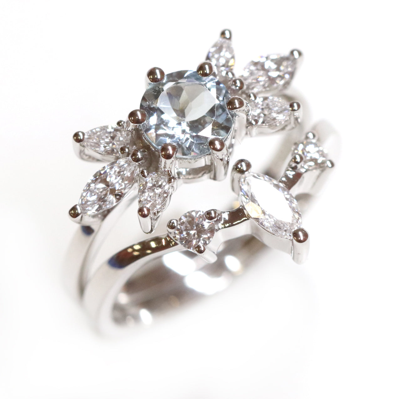 Aquamarine Zelda Bridal Ring Set