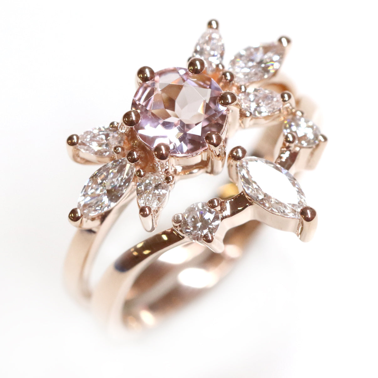 Morganite Zelda Bridal Ring Set