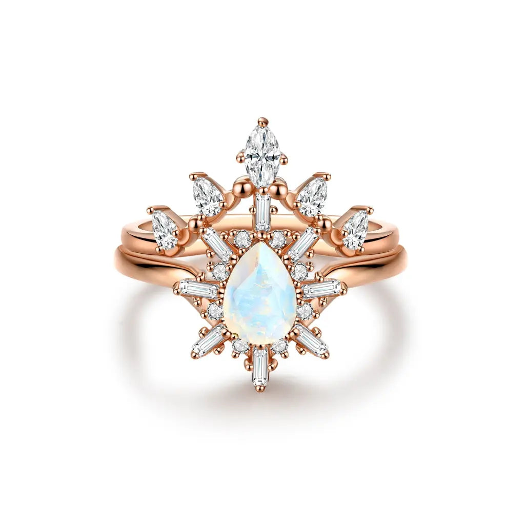 Moonstone Alice Bridal Ring Set