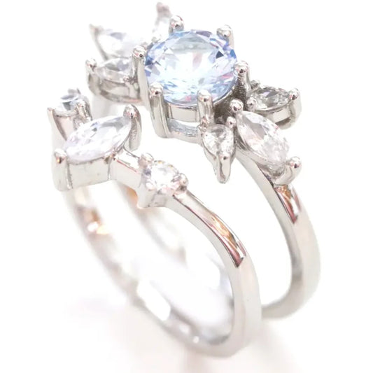 Aquamarine Zelda Bridal Ring Set